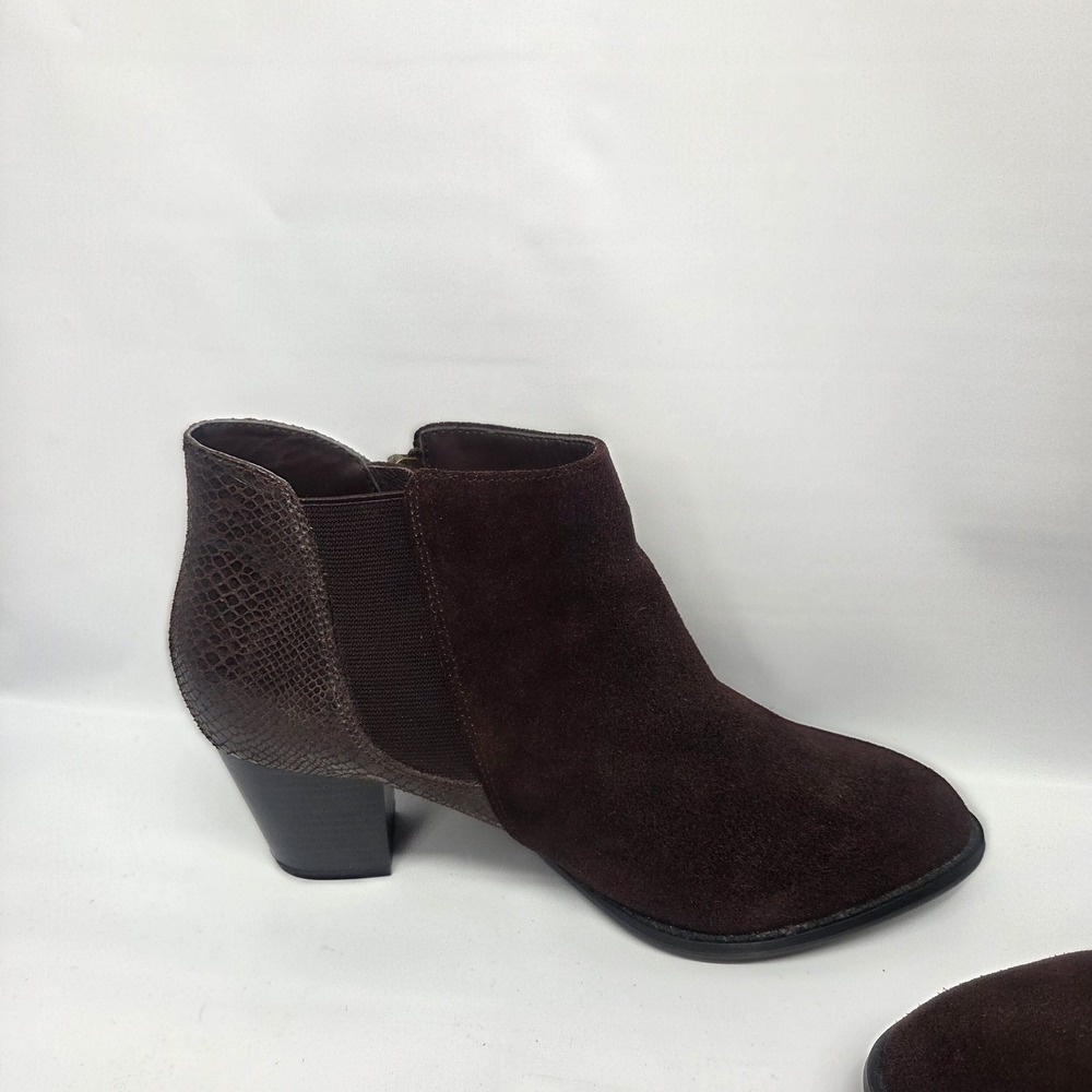 Vionic Upright Anne Java Snake Ankle Boots Size 8 Suede Zip Heel Comfort - Picture 7 of 16